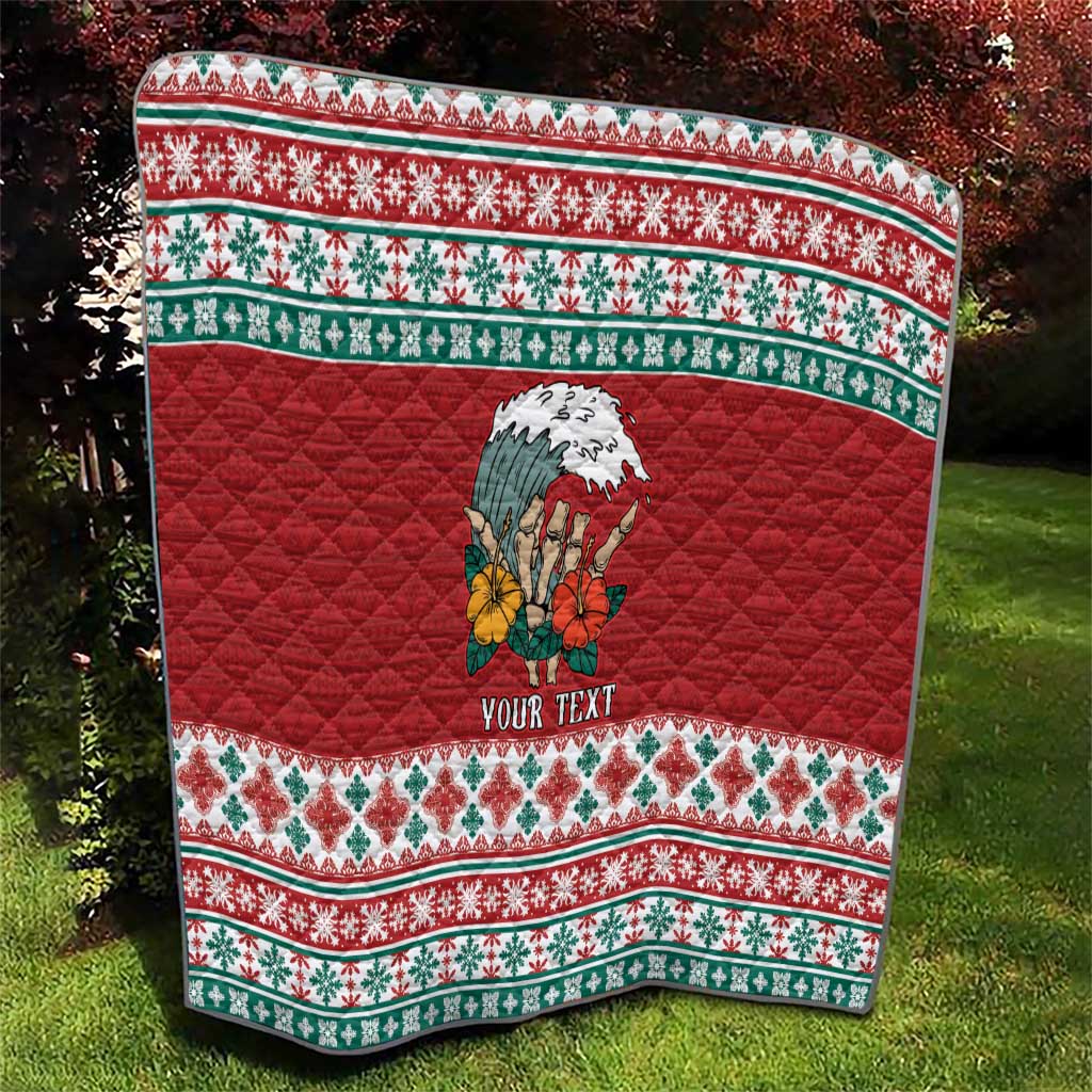 Shaka Sign Skull Mele Kalikimaka Personalized Quilt Hawaiian Quilt Pattern LT9 - Polynesian Pride