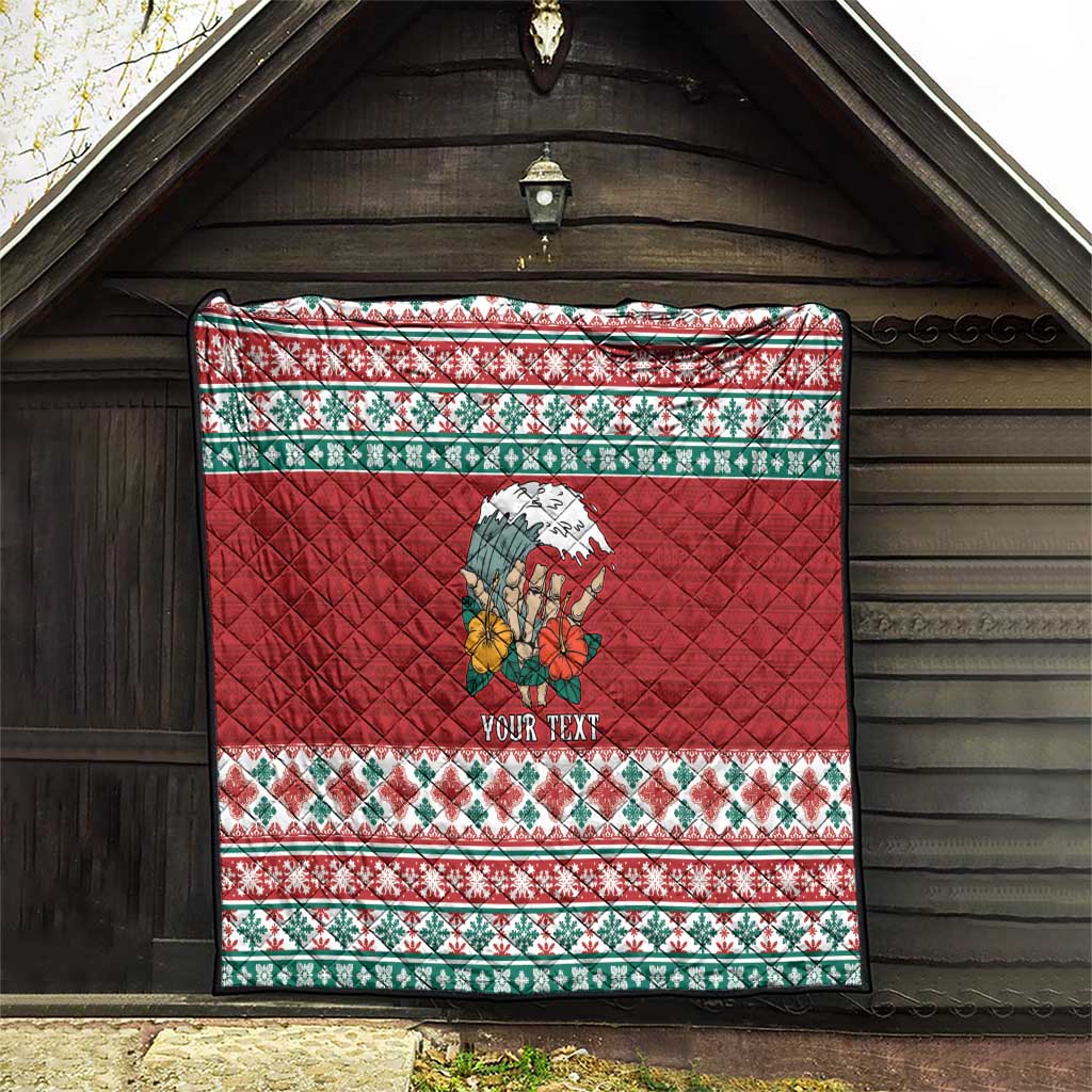 Shaka Sign Skull Mele Kalikimaka Personalized Quilt Hawaiian Quilt Pattern LT9 - Polynesian Pride