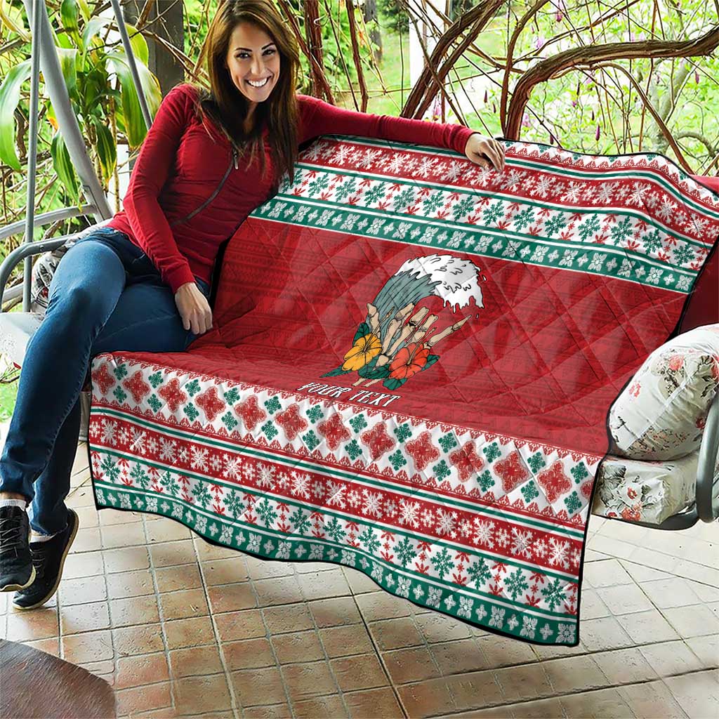 Shaka Sign Skull Mele Kalikimaka Personalized Quilt Hawaiian Quilt Pattern LT9 - Polynesian Pride
