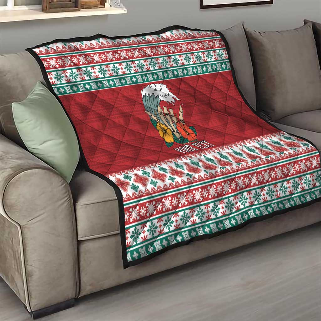 Shaka Sign Skull Mele Kalikimaka Personalized Quilt Hawaiian Quilt Pattern LT9 - Polynesian Pride