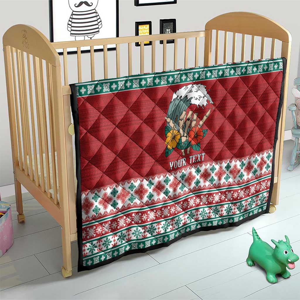 Shaka Sign Skull Mele Kalikimaka Personalized Quilt Hawaiian Quilt Pattern LT9 - Polynesian Pride