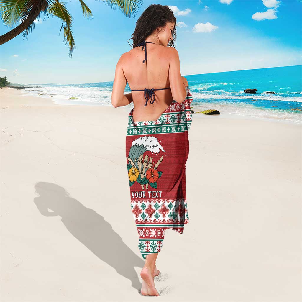 Shaka Sign Skull Mele Kalikimaka Personalized Sarong Hawaiian Quilt Pattern LT9 - Polynesian Pride
