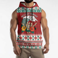 Shaka Sign Skull Mele Kalikimaka Personalized Sleeveless Hoodie Hawaiian Quilt Pattern LT9 - Polynesian Pride