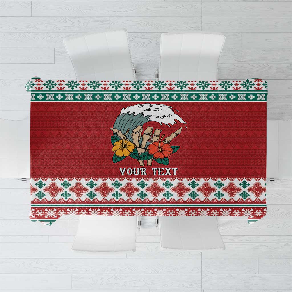 Shaka Sign Skull Mele Kalikimaka Personalized Tablecloth Hawaiian Quilt Pattern LT9 Red - Polynesian Pride