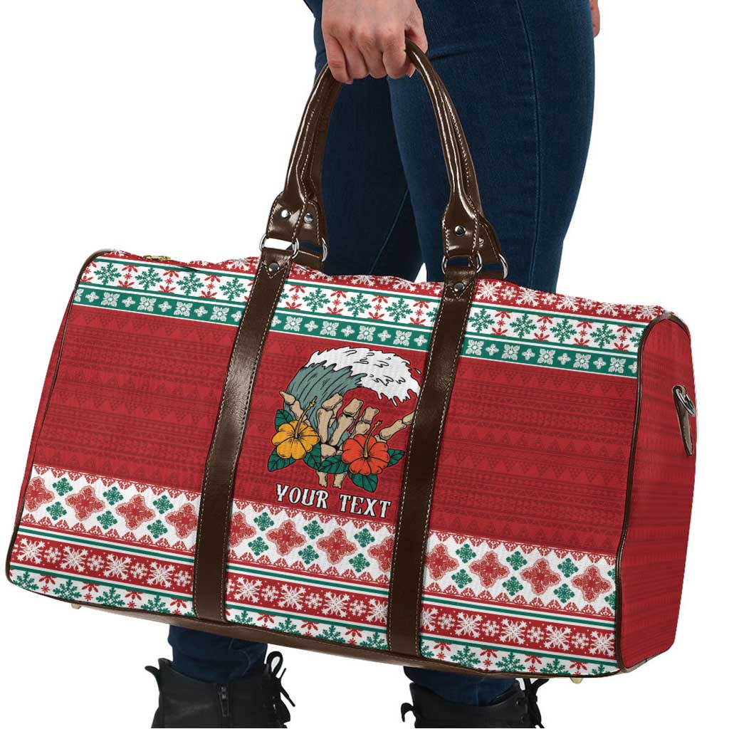 Shaka Sign Skull Mele Kalikimaka Personalized Travel Bag Hawaiian Quilt Pattern LT9 - Polynesian Pride