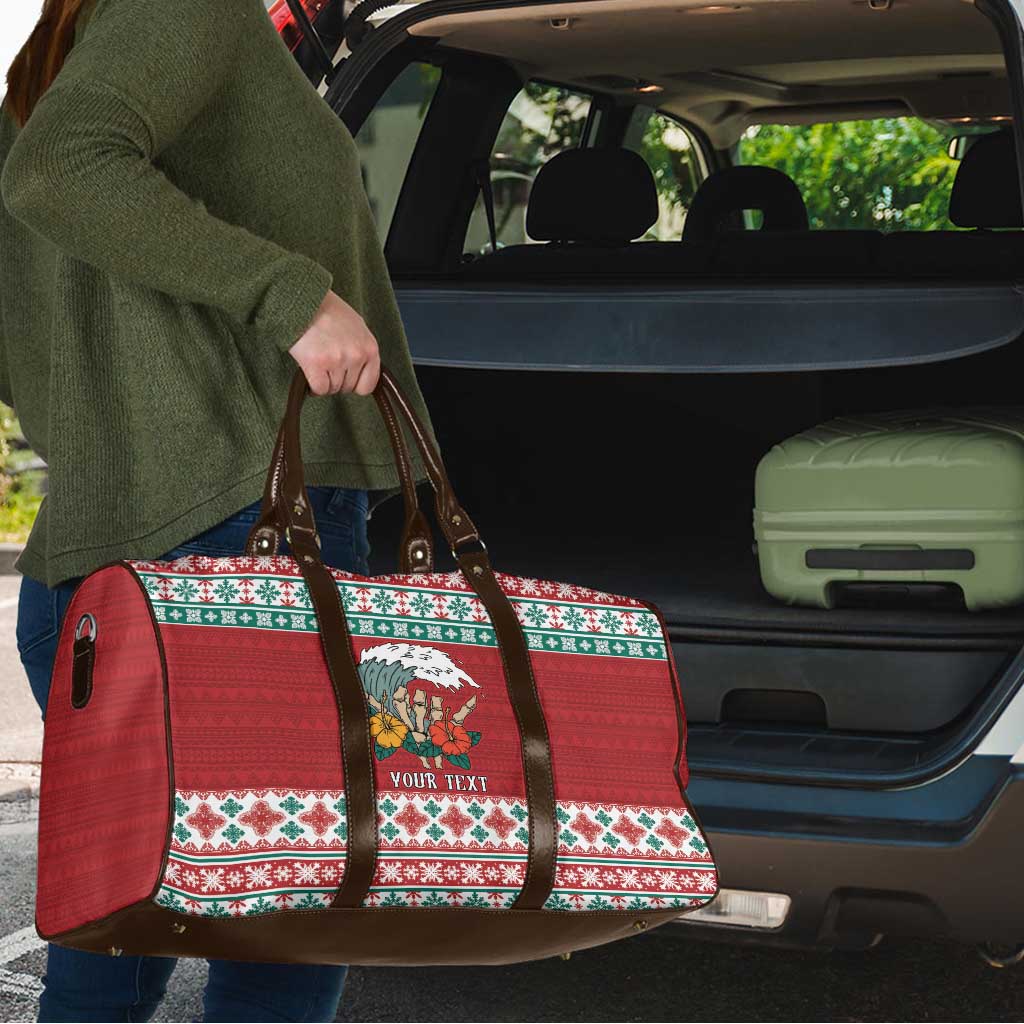 Shaka Sign Skull Mele Kalikimaka Personalized Travel Bag Hawaiian Quilt Pattern LT9 - Polynesian Pride