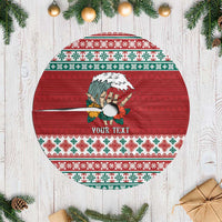Shaka Sign Skull Mele Kalikimaka Personalized Tree Skirt Hawaiian Quilt Pattern LT9 Casual Red - Polynesian Pride