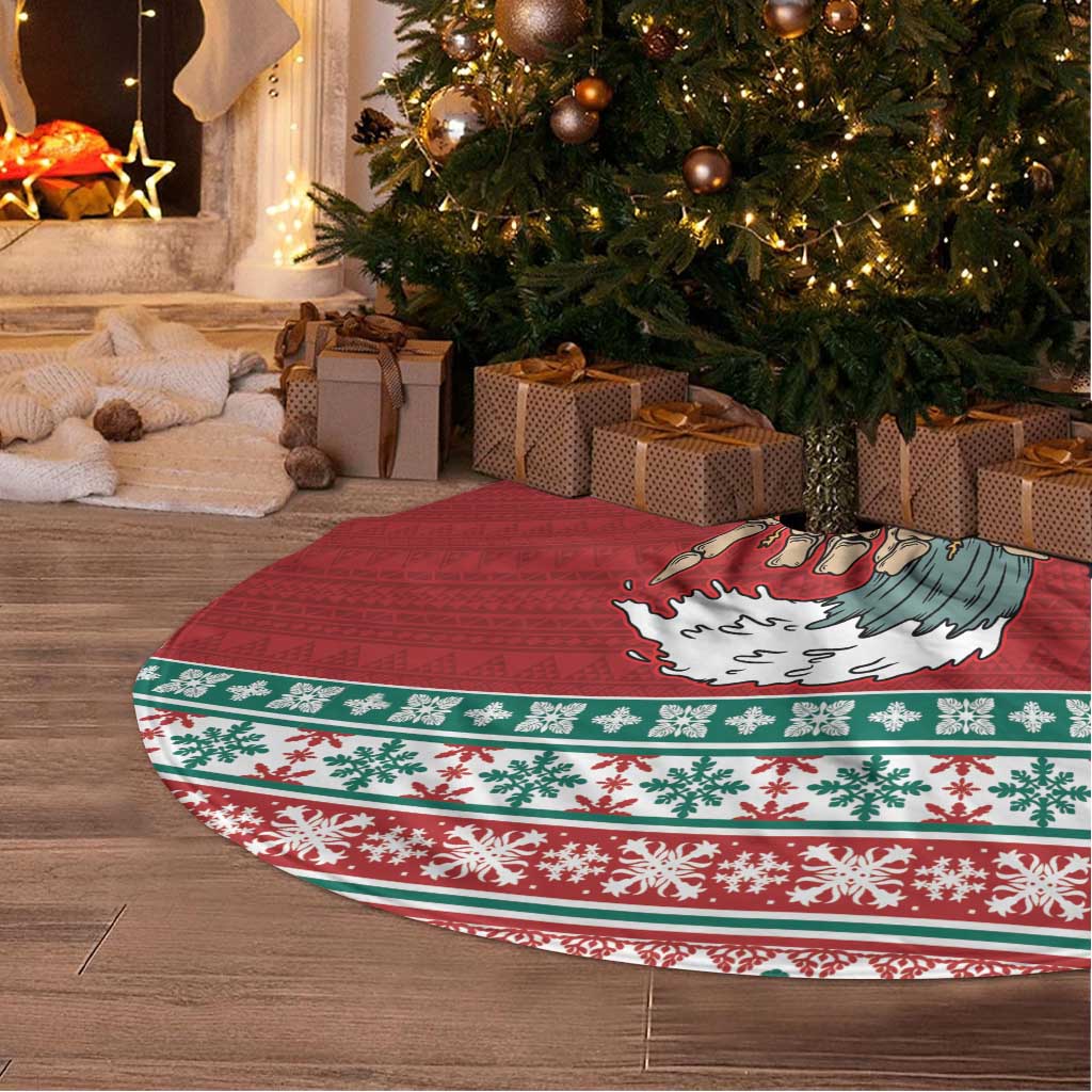 Shaka Sign Skull Mele Kalikimaka Personalized Tree Skirt Hawaiian Quilt Pattern LT9 - Polynesian Pride
