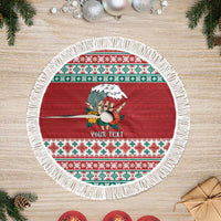 Shaka Sign Skull Mele Kalikimaka Personalized Tree Skirt Hawaiian Quilt Pattern LT9 Fringed Red - Polynesian Pride