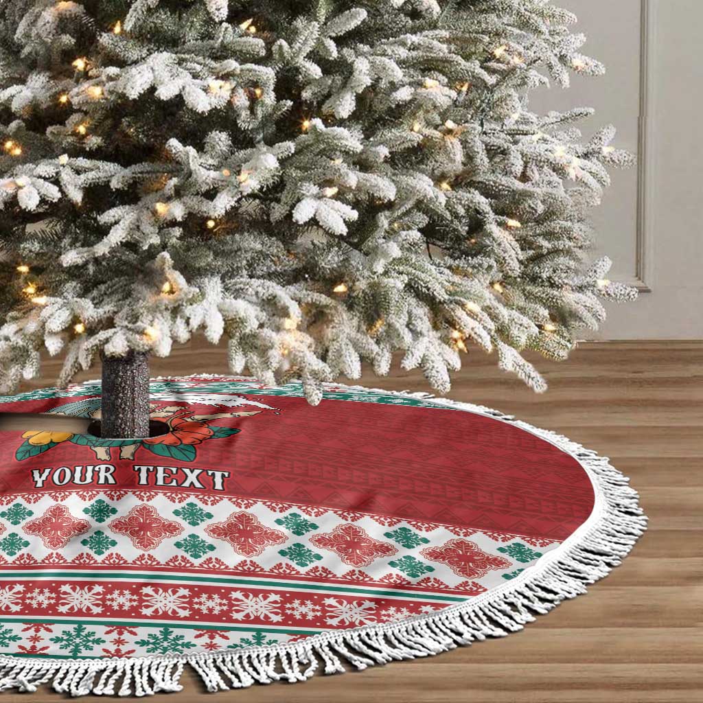 Shaka Sign Skull Mele Kalikimaka Personalized Tree Skirt Hawaiian Quilt Pattern LT9 - Polynesian Pride