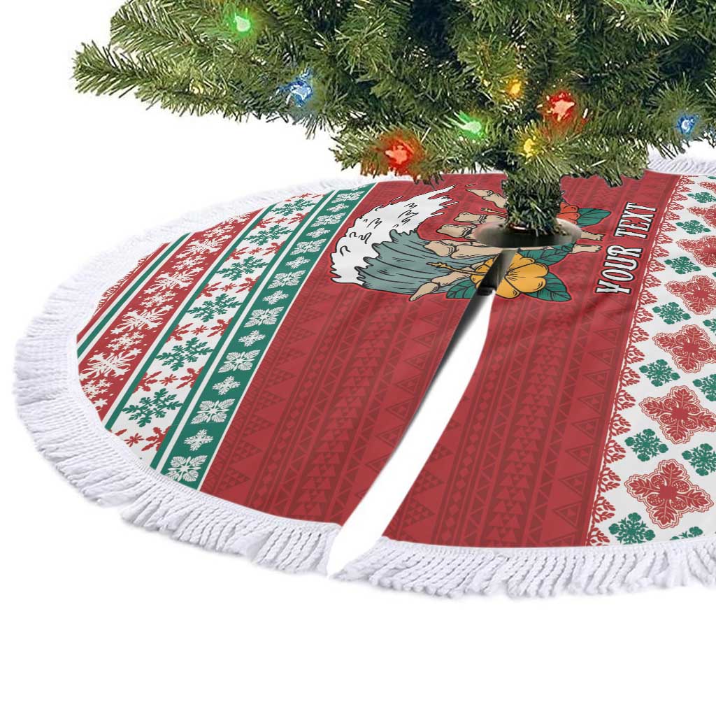 Shaka Sign Skull Mele Kalikimaka Personalized Tree Skirt Hawaiian Quilt Pattern LT9 - Polynesian Pride