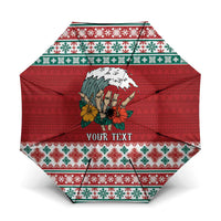 Shaka Sign Skull Mele Kalikimaka Personalized Umbrella Hawaiian Quilt Pattern LT9 One Size Folded 11.42 inch Opened Diameter 37.4 inch Red - Polynesian Pride
