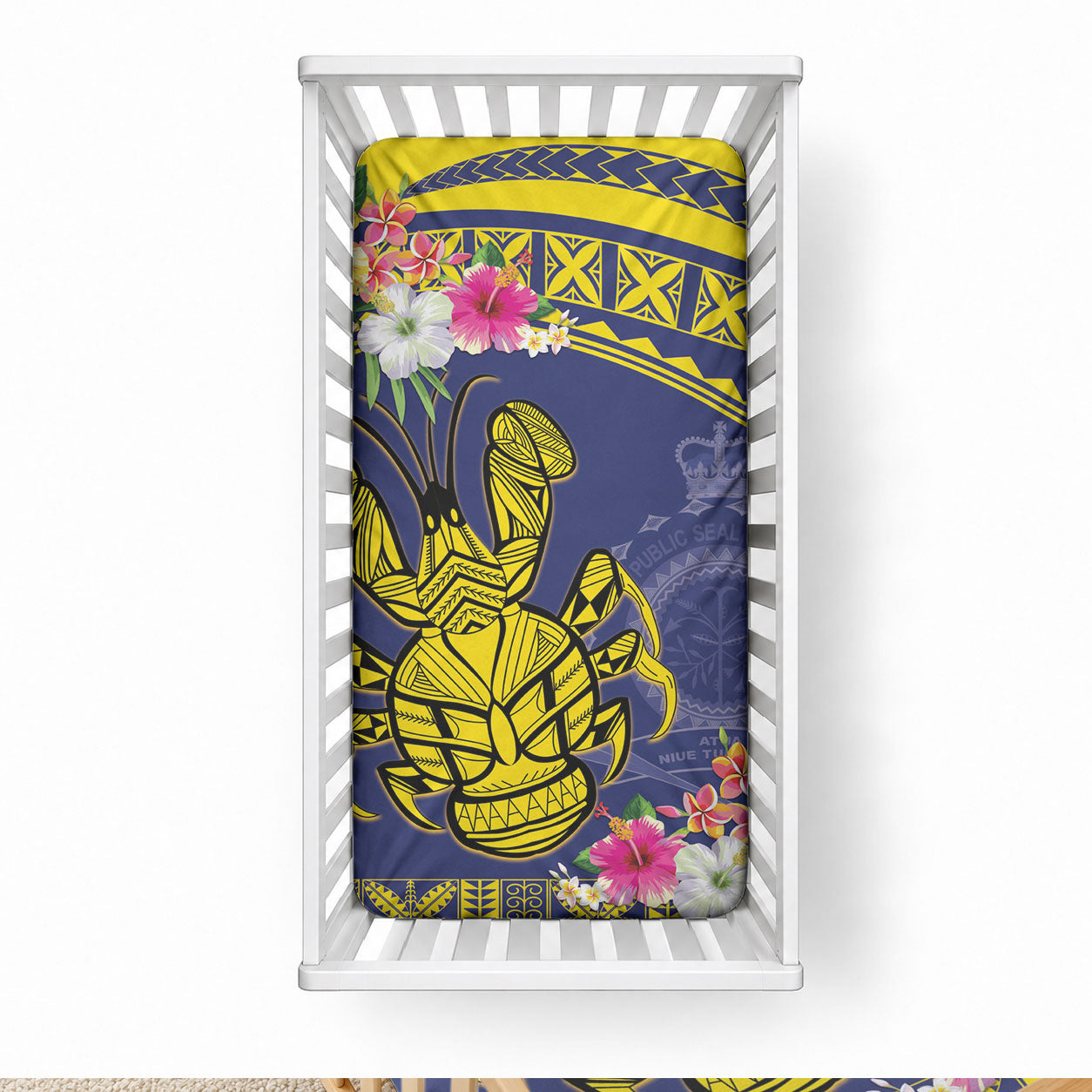 Niue Coconut Crab Baby Bed Cover Rock of Polynesia LT9 28 × 52 in Gold - Polynesian Pride