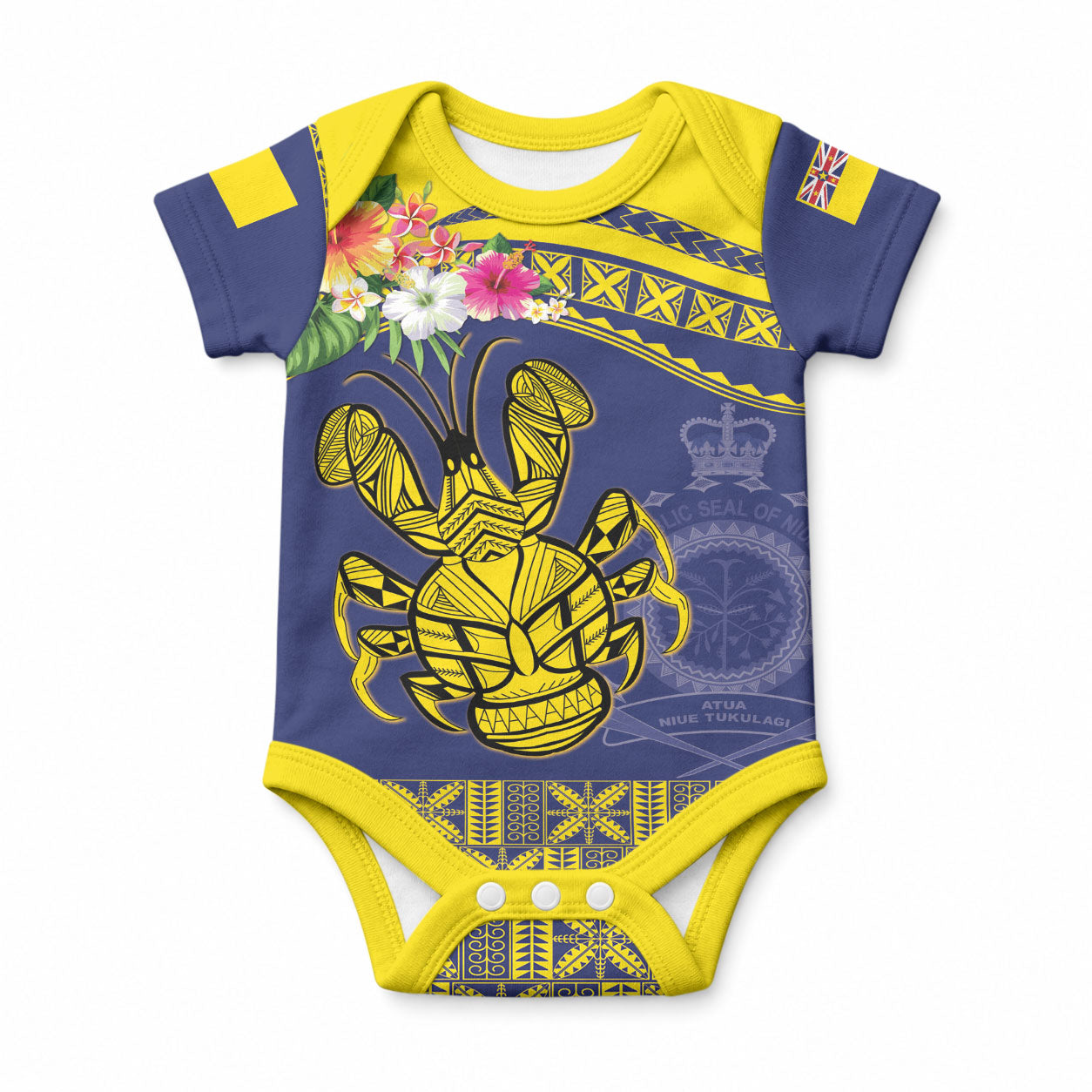 Niue Coconut Crab Baby Onesie Rock of Polynesia LT9 Gold - Polynesian Pride