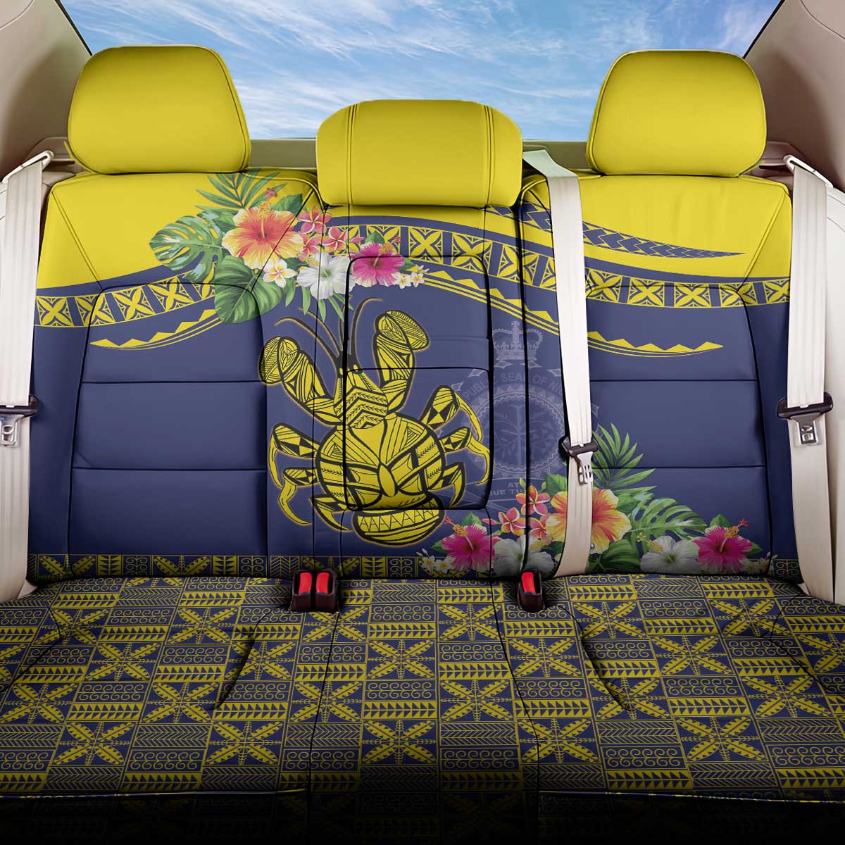 Niue Coconut Crab Back Car Seat Cover Rock of Polynesia LT9 One Size Gold - Polynesian Pride
