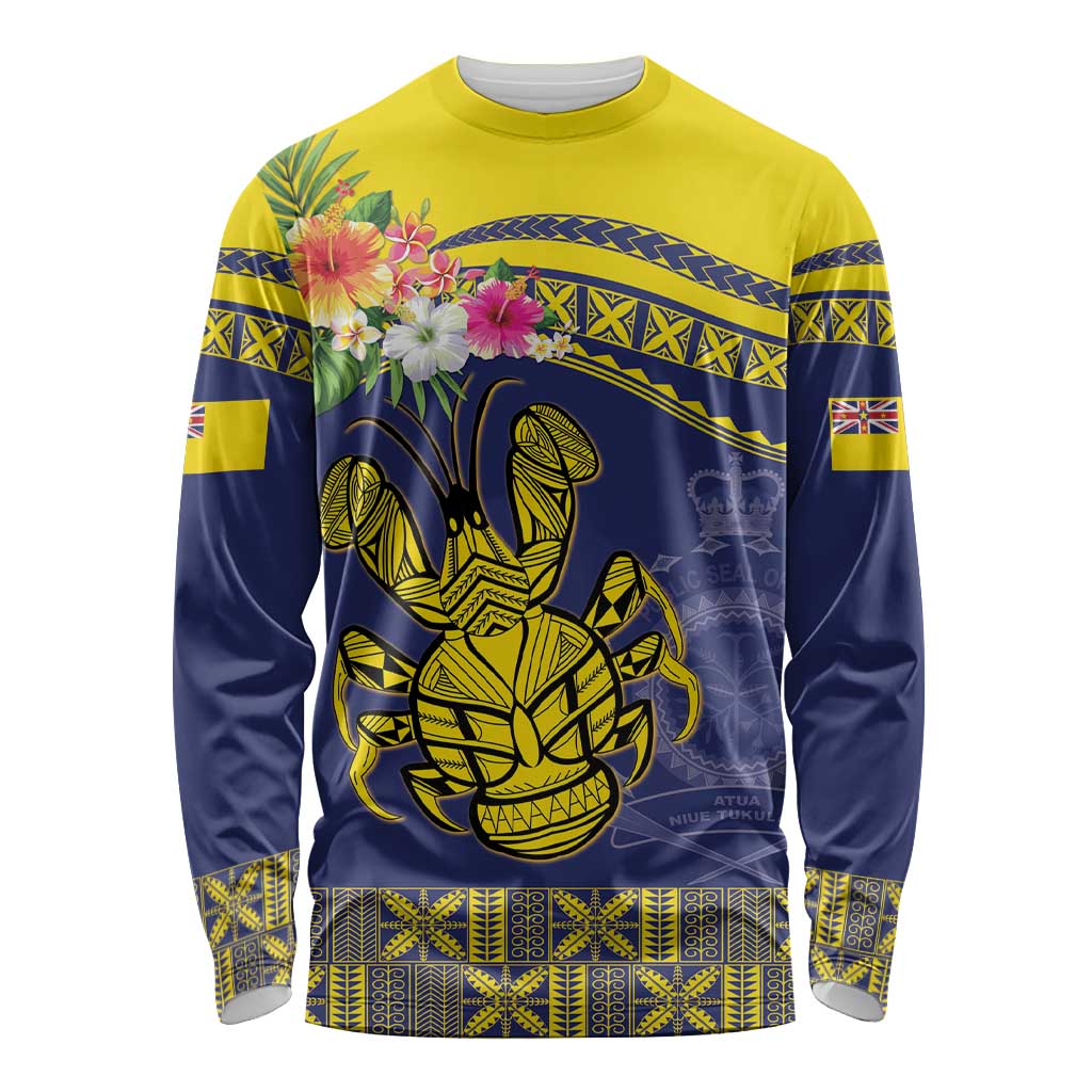 Niue Coconut Crab Long Sleeve Shirt Rock of Polynesia LT9 Unisex Gold - Polynesian Pride