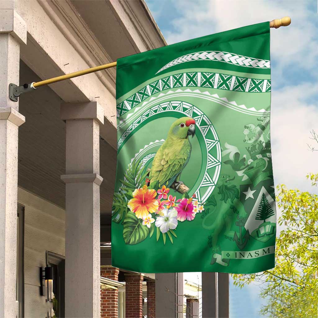 Norfolk Parakeet Tropical Garden Flag Norfolk Island Tribal Pattern LT9 House Flag Green - Polynesian Pride