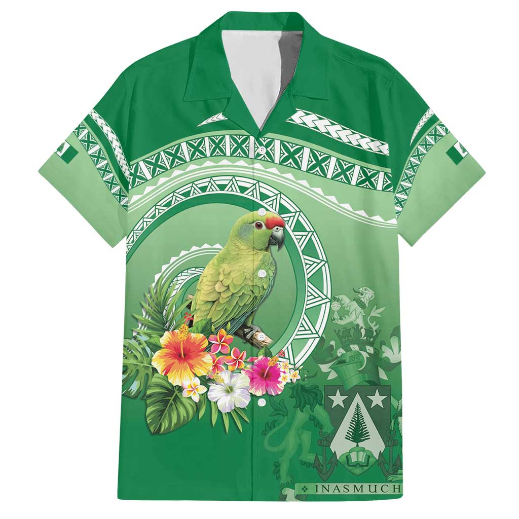 Norfolk Parakeet Tropical Hawaiian Shirt Norfolk Island Tribal Pattern LT9 Green - Polynesian Pride