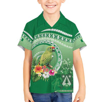 Norfolk Parakeet Tropical Kid Hawaiian Shirt Norfolk Island Tribal Pattern LT9 Kid Green - Polynesian Pride