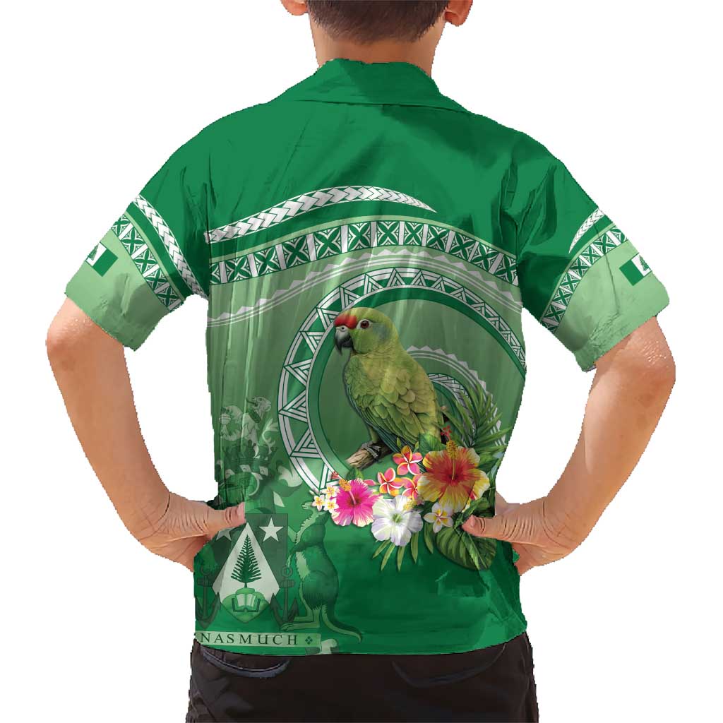 Norfolk Parakeet Tropical Kid Hawaiian Shirt Norfolk Island Tribal Pattern LT9 - Polynesian Pride