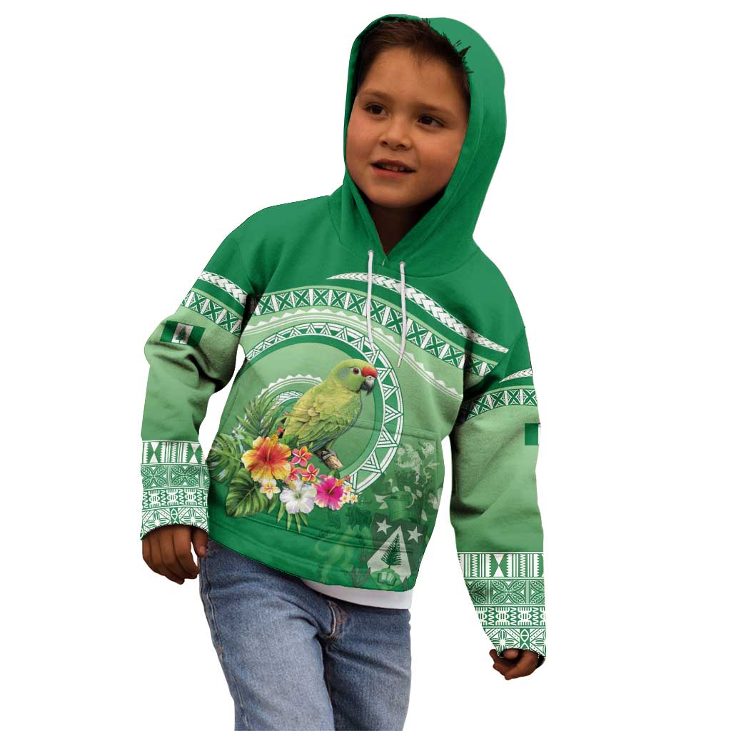 Norfolk Parakeet Tropical Kid Hoodie Norfolk Island Tribal Pattern LT9 - Polynesian Pride