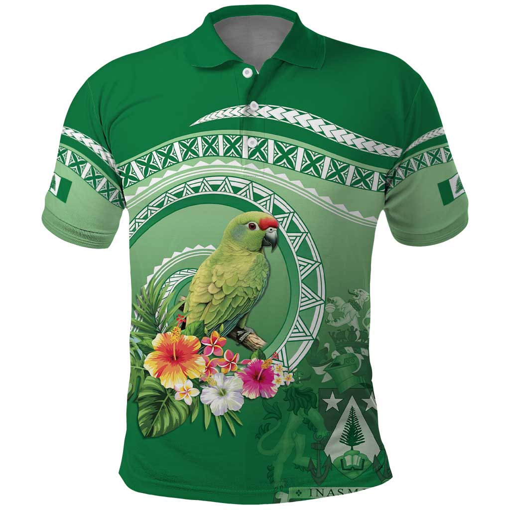 Norfolk Parakeet Tropical Polo Shirt Norfolk Island Tribal Pattern LT9 Green - Polynesian Pride