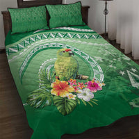 Norfolk Parakeet Tropical Quilt Bed Set Norfolk Island Tribal Pattern LT9 Green - Polynesian Pride