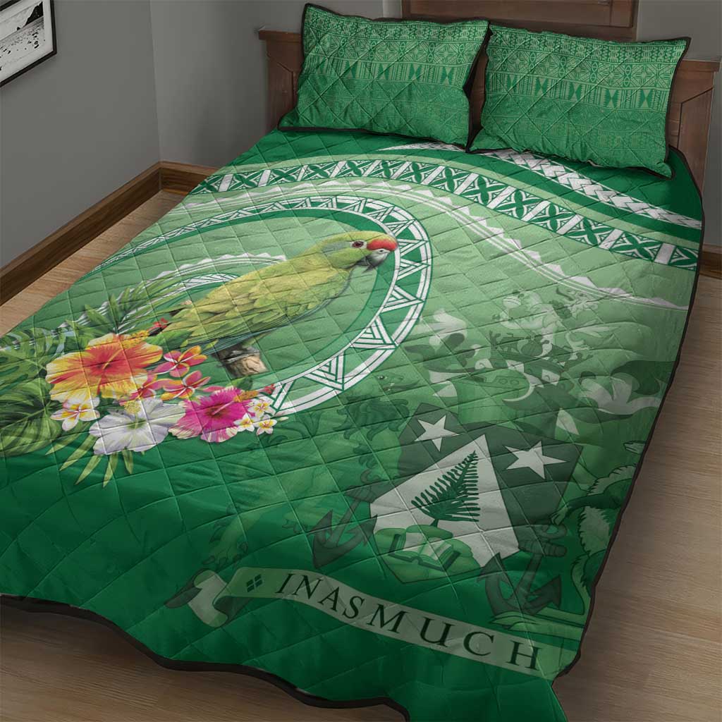 Norfolk Parakeet Tropical Quilt Bed Set Norfolk Island Tribal Pattern LT9 - Polynesian Pride