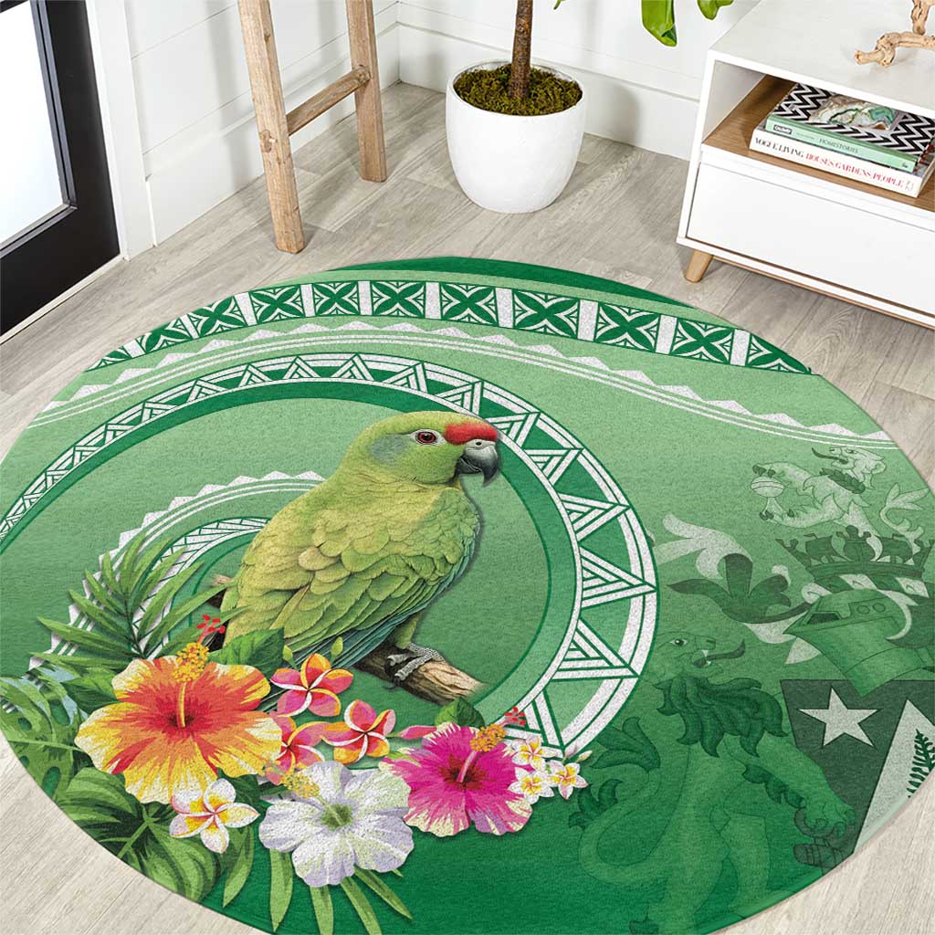 Norfolk Parakeet Tropical Round Carpet Norfolk Island Tribal Pattern LT9 Green - Polynesian Pride