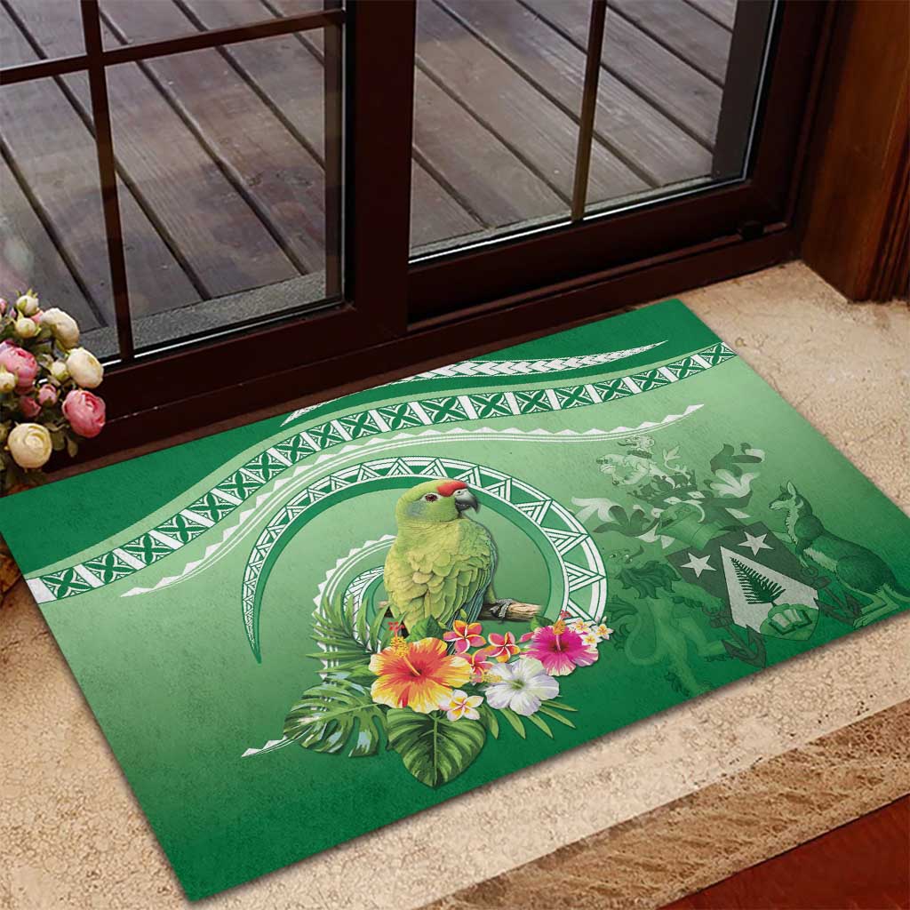 Norfolk Parakeet Tropical Rubber Doormat Norfolk Island Tribal Pattern LT9 - Polynesian Pride