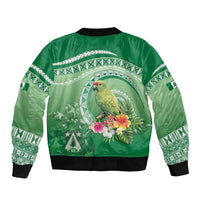 Norfolk Parakeet Tropical Sleeve Zip Bomber Jacket Norfolk Island Tribal Pattern LT9 - Polynesian Pride