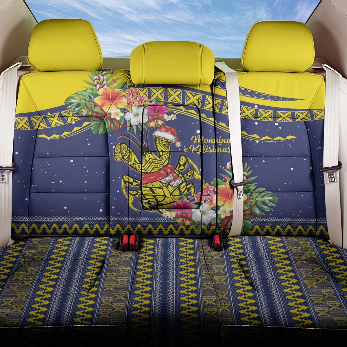Monuina e Kilisimasi Niue Christmas Back Car Seat Cover Niuean Tribal Pattern LT9 One Size Gold - Polynesian Pride