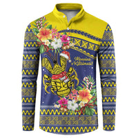 Monuina e Kilisimasi Niue Christmas Button Sweatshirt Niuean Tribal Pattern LT9 Gold - Polynesian Pride