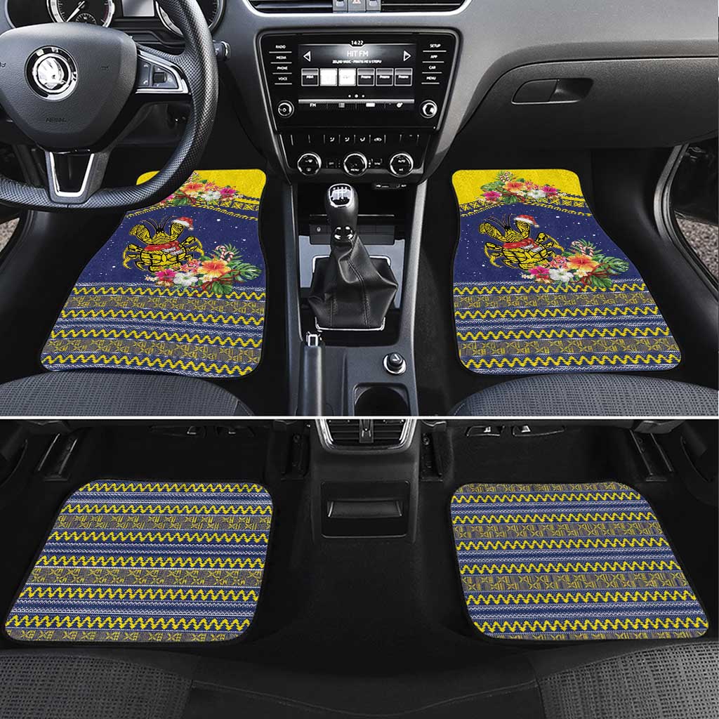 Monuina e Kilisimasi Niue Christmas Car Mats Niuean Tribal Pattern LT9 Set 4pcs Gold - Polynesian Pride