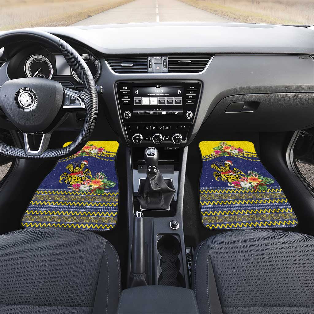 Monuina e Kilisimasi Niue Christmas Car Mats Niuean Tribal Pattern LT9 Set 2pcs - Front Gold - Polynesian Pride