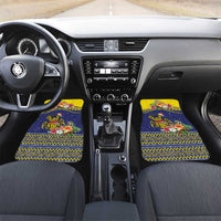 Monuina e Kilisimasi Niue Christmas Car Mats Niuean Tribal Pattern LT9 Set 2pcs - Front Gold - Polynesian Pride