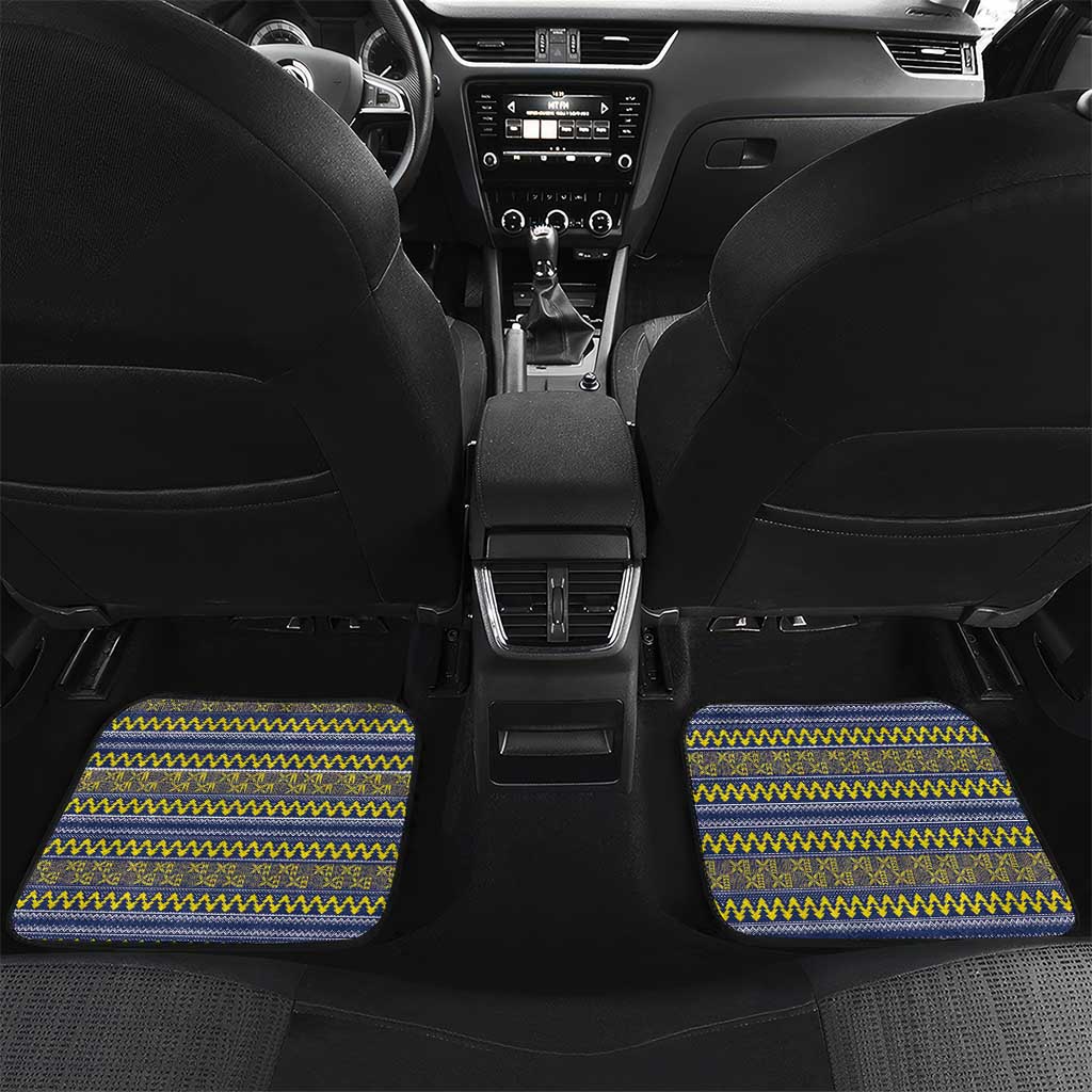 Monuina e Kilisimasi Niue Christmas Car Mats Niuean Tribal Pattern LT9 Set 2pcs - Back Gold - Polynesian Pride