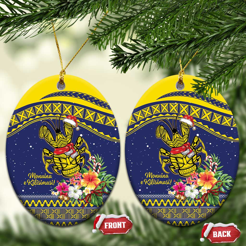 Monuina e Kilisimasi Niue Christmas Ceramic Ornament Niuean Tribal Pattern LT9 Oval Gold - Polynesian Pride