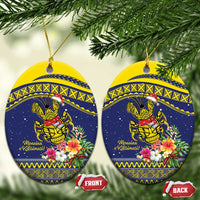 Monuina e Kilisimasi Niue Christmas Ceramic Ornament Niuean Tribal Pattern LT9 Oval Gold - Polynesian Pride