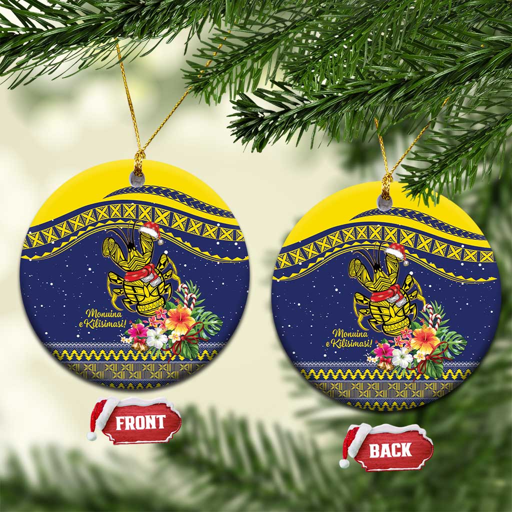 Monuina e Kilisimasi Niue Christmas Ceramic Ornament Niuean Tribal Pattern LT9 Circle Gold - Polynesian Pride