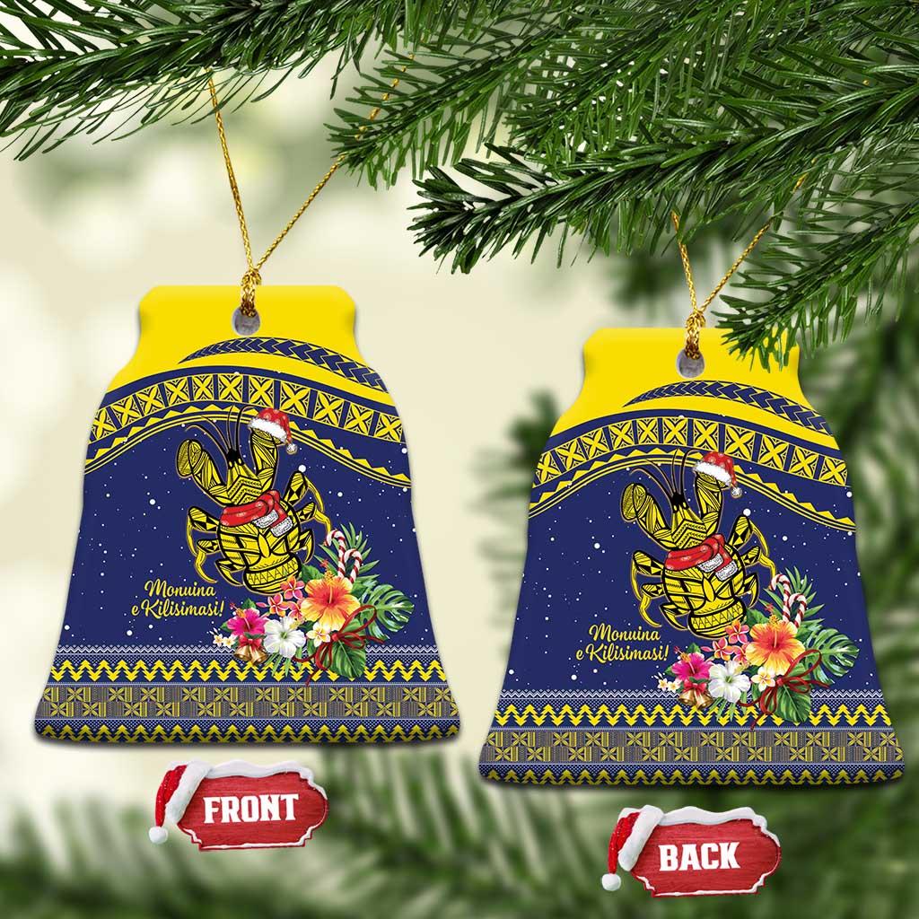 Monuina e Kilisimasi Niue Christmas Ceramic Ornament Niuean Tribal Pattern LT9 Bell Flake Gold - Polynesian Pride