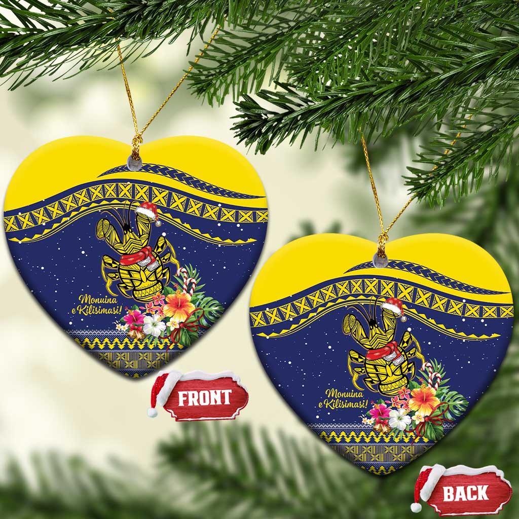 Monuina e Kilisimasi Niue Christmas Ceramic Ornament Niuean Tribal Pattern LT9 Heart Gold - Polynesian Pride