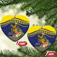 Monuina e Kilisimasi Niue Christmas Ceramic Ornament Niuean Tribal Pattern LT9 Heart Gold - Polynesian Pride