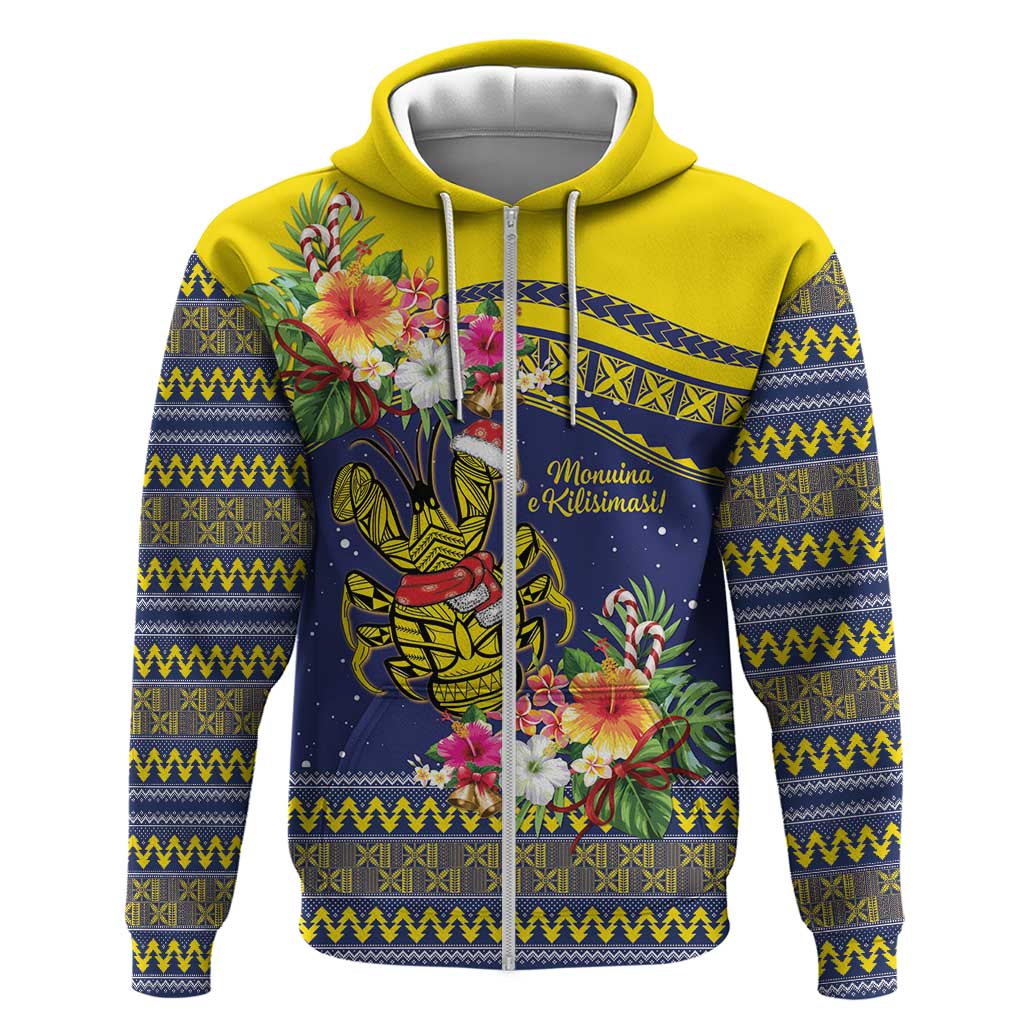 Monuina e Kilisimasi Niue Christmas Hoodie Niuean Tribal Pattern LT9 Zip Hoodie Gold - Polynesian Pride