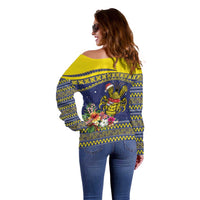 Monuina e Kilisimasi Niue Christmas Off Shoulder Sweater Niuean Tribal Pattern LT9 - Polynesian Pride