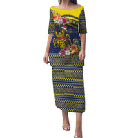 Monuina e Kilisimasi Niue Christmas Puletasi Niuean Tribal Pattern LT9 Long Dress Gold - Polynesian Pride