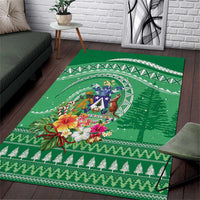 Norfolk Island Pine Tree Christmas Area Rug Coat of Arm and Polynesian Pattern LT9 Green - Polynesian Pride
