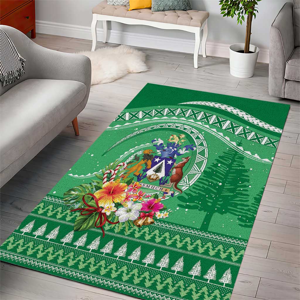 Norfolk Island Pine Tree Christmas Area Rug Coat of Arm and Polynesian Pattern LT9 - Polynesian Pride