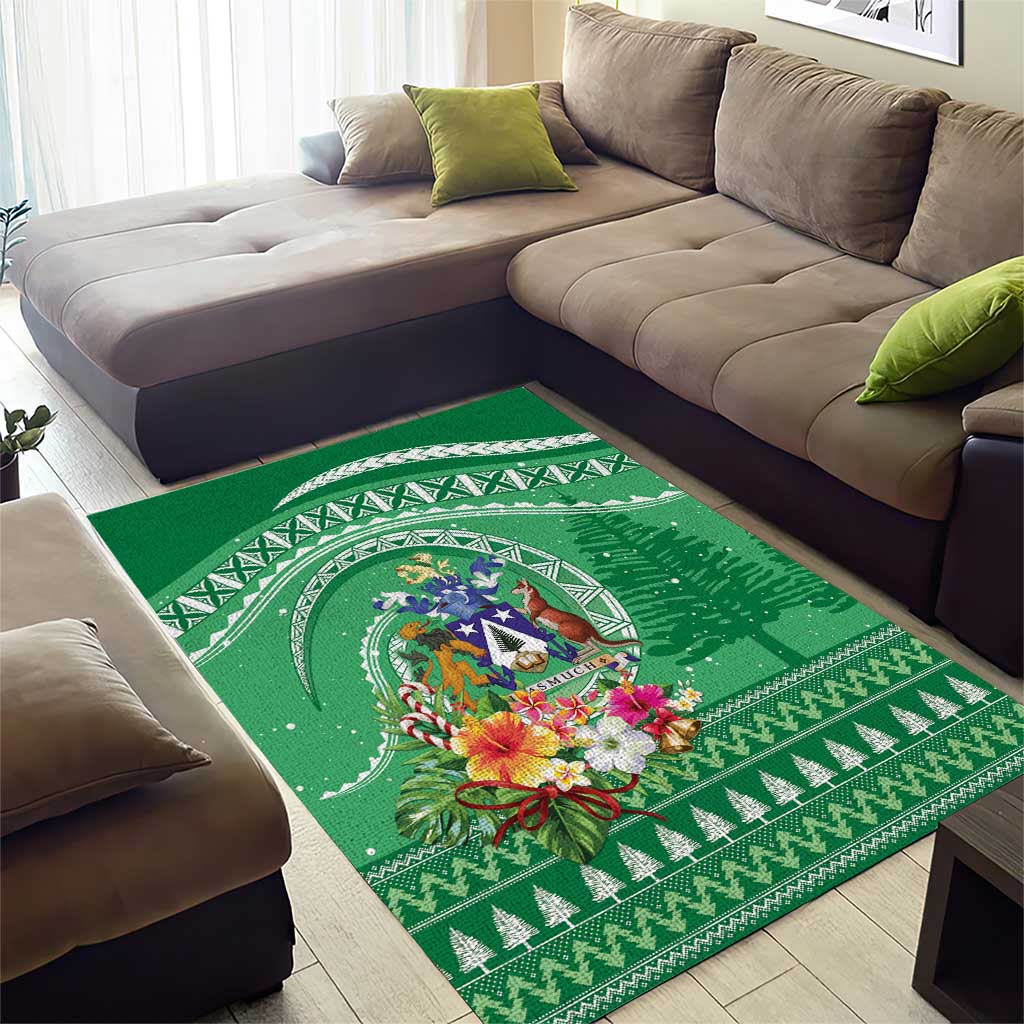 Norfolk Island Pine Tree Christmas Area Rug Coat of Arm and Polynesian Pattern LT9 - Polynesian Pride