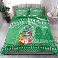 Norfolk Island Pine Tree Christmas Bedding Set Coat of Arm and Polynesian Pattern LT9 - Polynesian Pride